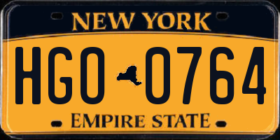 NY license plate HGO0764