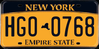 NY license plate HGO0768