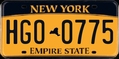 NY license plate HGO0775