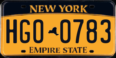 NY license plate HGO0783
