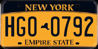 NY license plate HGO0792