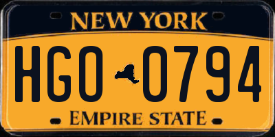 NY license plate HGO0794