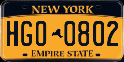 NY license plate HGO0802