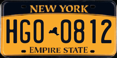 NY license plate HGO0812