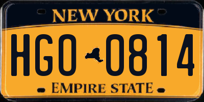 NY license plate HGO0814