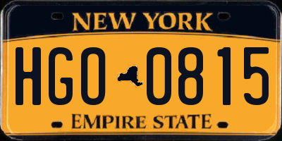 NY license plate HGO0815