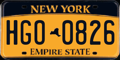 NY license plate HGO0826