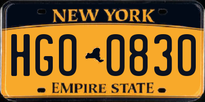 NY license plate HGO0830