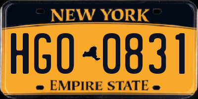 NY license plate HGO0831