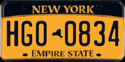 NY license plate HGO0834