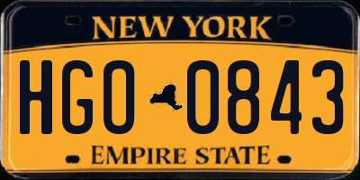 NY license plate HGO0843