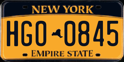 NY license plate HGO0845