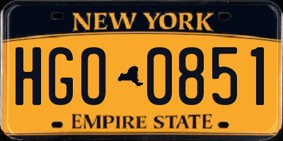 NY license plate HGO0851