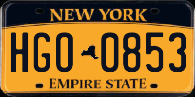 NY license plate HGO0853