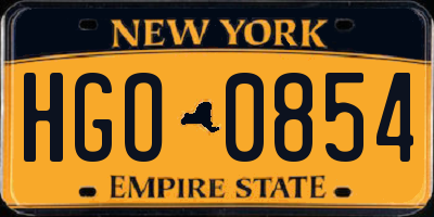 NY license plate HGO0854