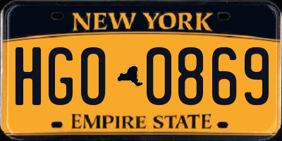 NY license plate HGO0869