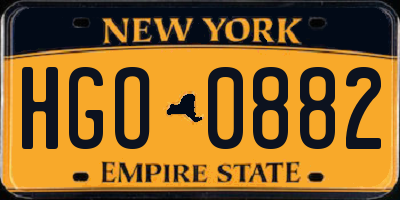 NY license plate HGO0882