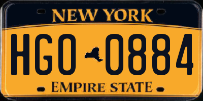 NY license plate HGO0884