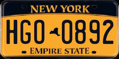 NY license plate HGO0892