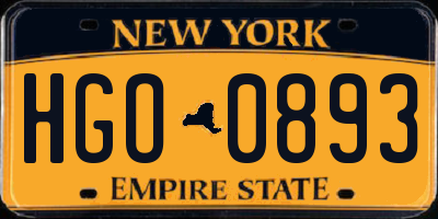 NY license plate HGO0893