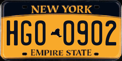 NY license plate HGO0902