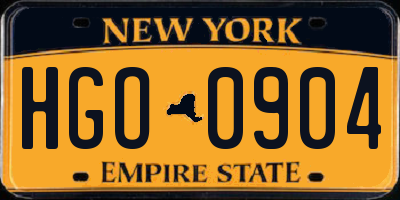 NY license plate HGO0904