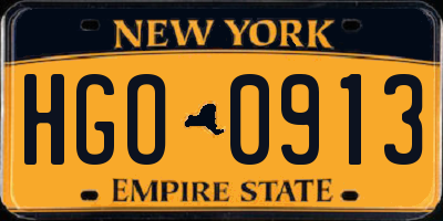 NY license plate HGO0913