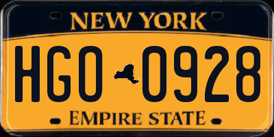 NY license plate HGO0928