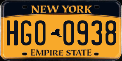 NY license plate HGO0938