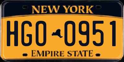 NY license plate HGO0951