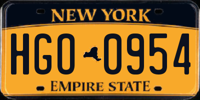 NY license plate HGO0954