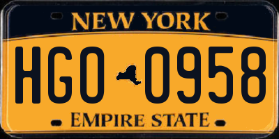 NY license plate HGO0958