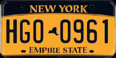 NY license plate HGO0961