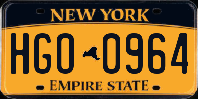 NY license plate HGO0964