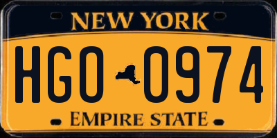 NY license plate HGO0974