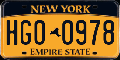 NY license plate HGO0978