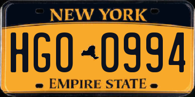 NY license plate HGO0994