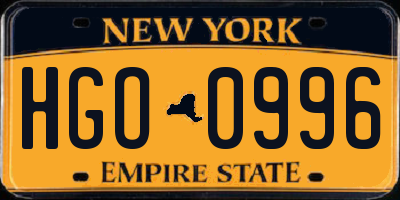 NY license plate HGO0996