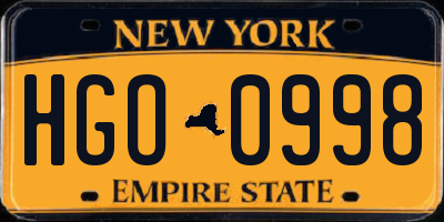 NY license plate HGO0998