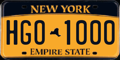 NY license plate HGO1000