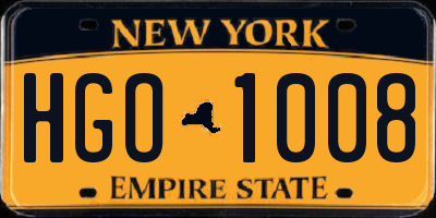 NY license plate HGO1008
