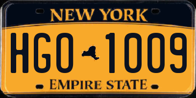 NY license plate HGO1009