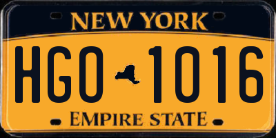 NY license plate HGO1016