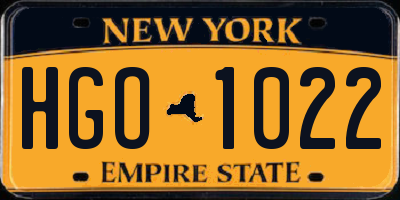 NY license plate HGO1022