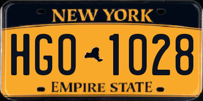 NY license plate HGO1028