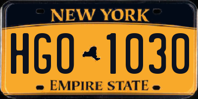 NY license plate HGO1030