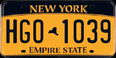 NY license plate HGO1039