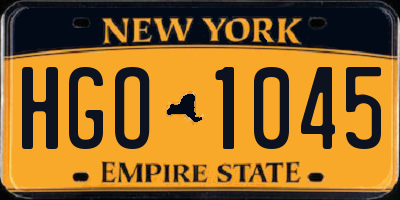 NY license plate HGO1045