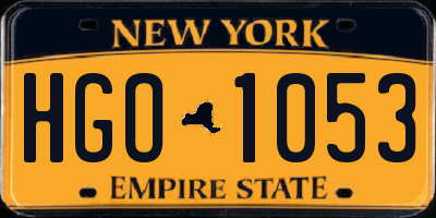 NY license plate HGO1053