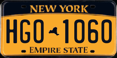 NY license plate HGO1060